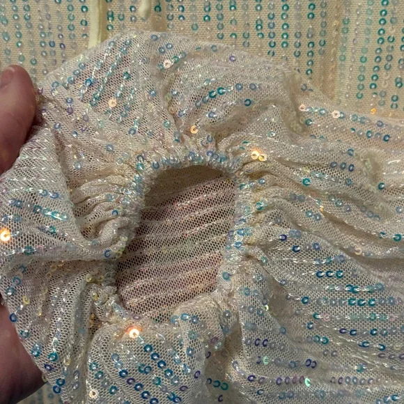 Lucy in the Sky Shantelle Sequin Mini Dress Size S Champage Sparkle Tie Back - Picture 6 of 10